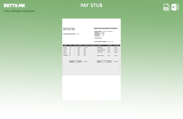Шаблон за изјава за заработка на вработените во модерен стил